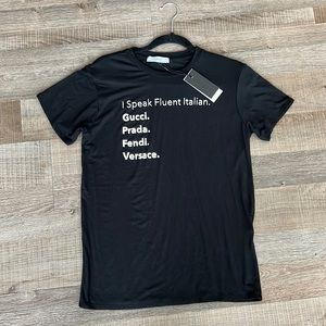 NWT LATC Black T Shirt Fluent Italian